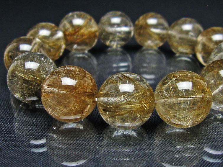 ルチルクォーツ ブレスレット 16mm プラチナルチル ブレス 一点物 111-55066