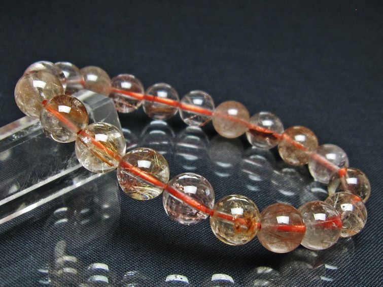 プラチナルチル ブレスレット 10mm レッド ルチルクォーツ メール便可 一点物 111-55076