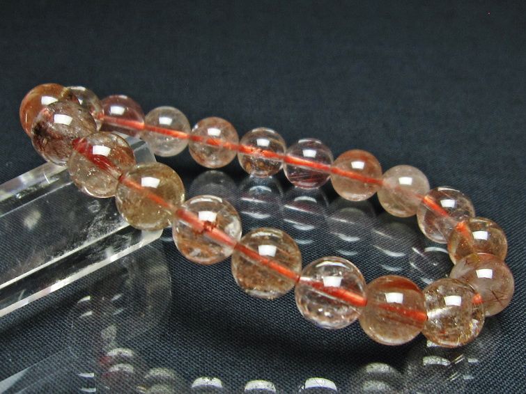 プラチナルチル ブレスレット 10mm レッド ルチルクォーツ メール便可 一点物 111-55078