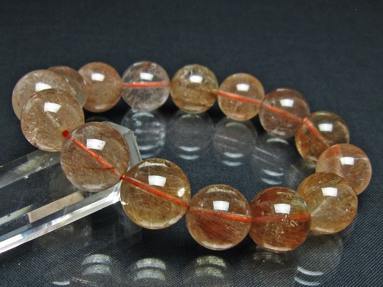 プラチナルチル ブレスレット 15mm レッド ルチルクォーツ 一点物 111-55091