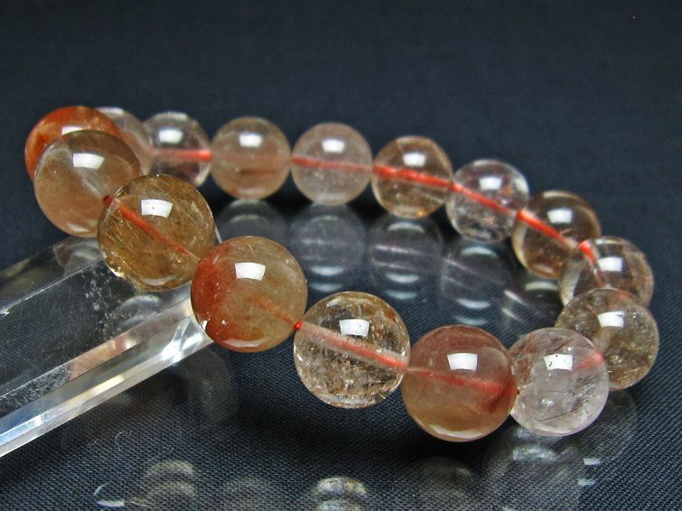 プラチナルチル ブレスレット 13mm レッド ルチルクォーツ 一点物 111-55094