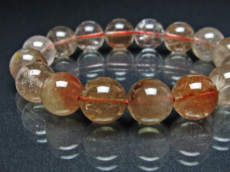 プラチナルチル ブレスレット 13mm レッド ルチルクォーツ 一点物 111-55094