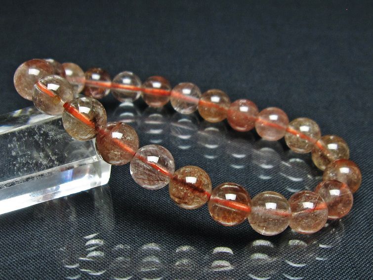 プラチナルチル ブレスレット 8mm レッド ルチルクォーツ メール便可 一点物 111-55099