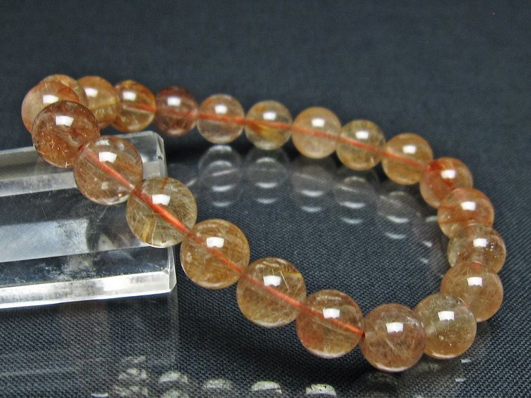 プラチナルチル ブレスレット 8mm レッド ルチルクォーツ メール便可 一点物 111-55119