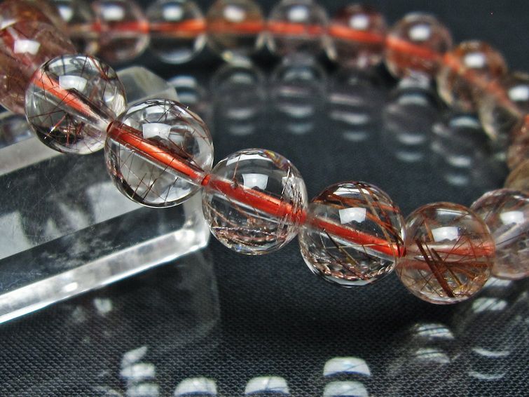 プラチナルチル ブレスレット 10mm レッド ルチルクォーツ 一点物 111-55128