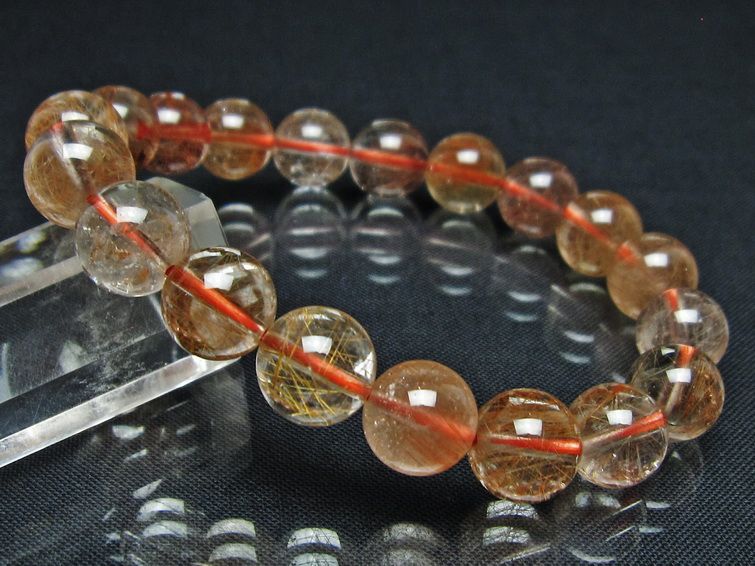 プラチナルチル ブレスレット 10mm レッド ルチルクォーツ 一点物 111-55129