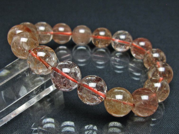 プラチナルチル ブレスレット 12mm レッド ルチルクォーツ 一点物 111-55134
