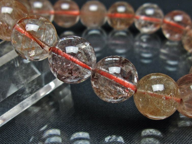 プラチナルチル ブレスレット 12mm レッド ルチルクォーツ 一点物 111-55134