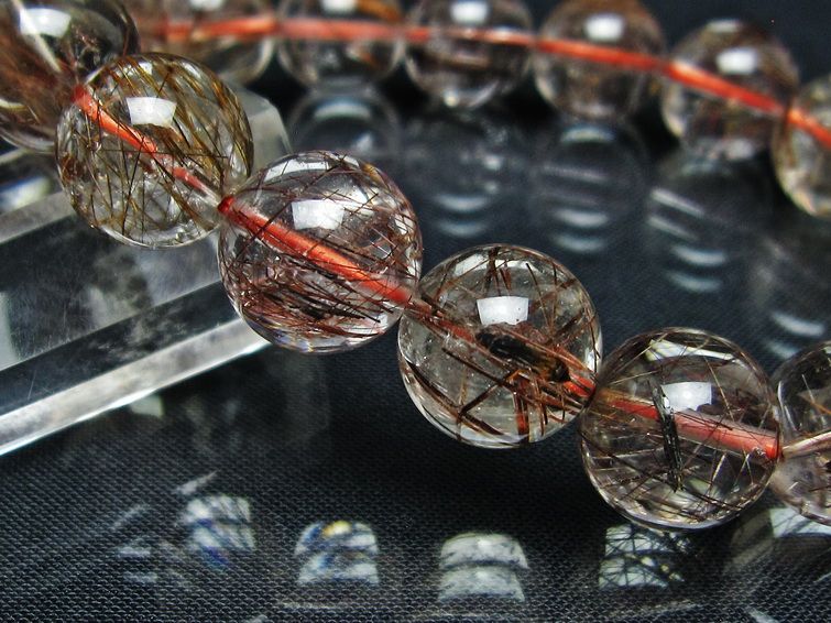 プラチナルチル ブレスレット 13mm レッド ルチルクォーツ 一点物 111-55136