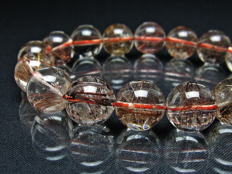 プラチナルチル ブレスレット 13mm レッド ルチルクォーツ 一点物 111-55136