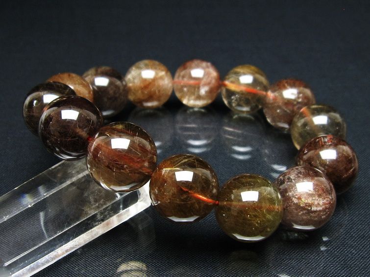 プラチナルチル ブレスレット 16mm レッド ルチルクォーツ 一点物 111-55149