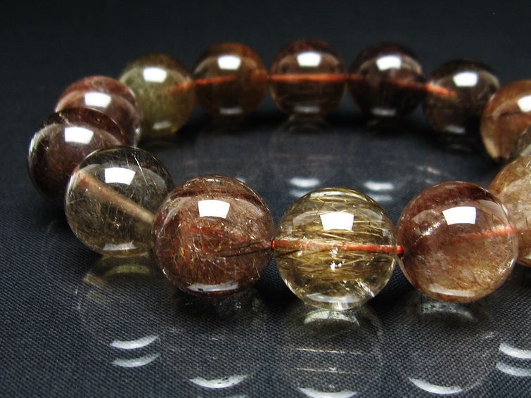 プラチナルチル ブレスレット 16mm レッド ルチルクォーツ 一点物 111-55149
