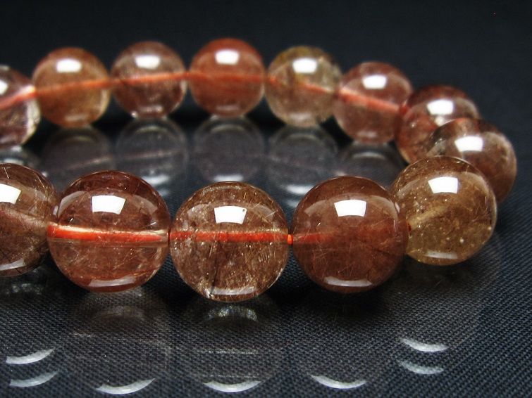 プラチナルチル ブレスレット 13mm レッド ルチルクォーツ 一点物 111-55154
