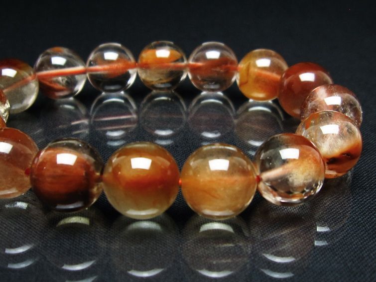 プラチナルチル ブレスレット 13mm レッド ルチルクォーツ 一点物 111-55157