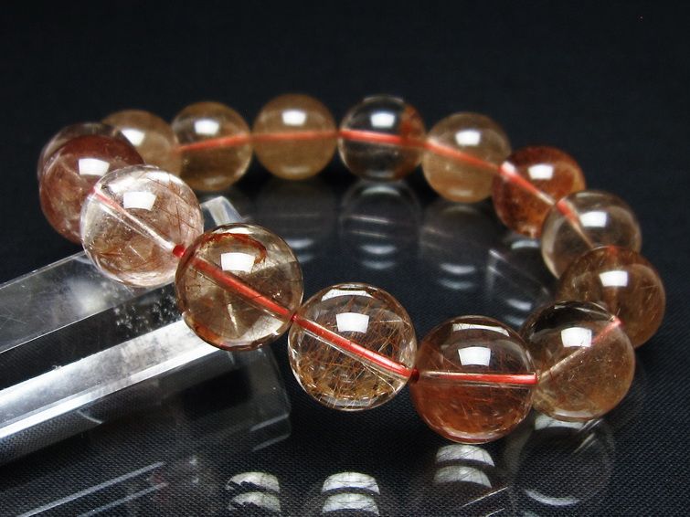 プラチナルチル ブレスレット 15mm レッド ルチルクォーツ 一点物 111-55158