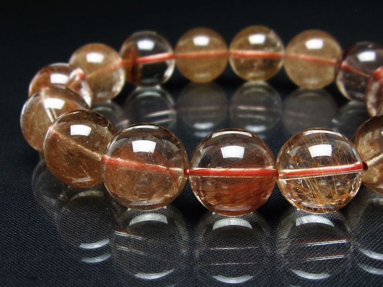 プラチナルチル ブレスレット 15mm レッド ルチルクォーツ 一点物 111-55158
