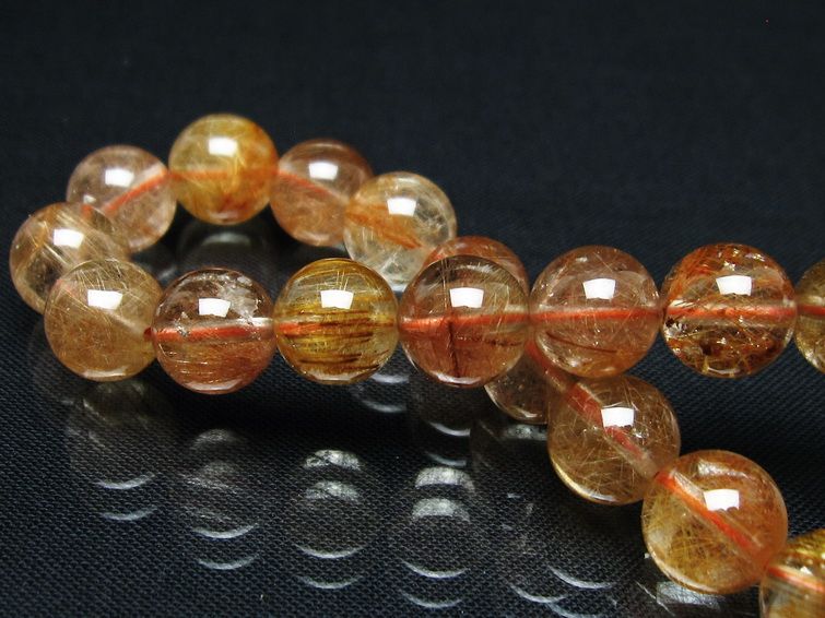 プラチナルチル ブレスレット 10mm レッド ルチルクォーツ 一点物 111-55162