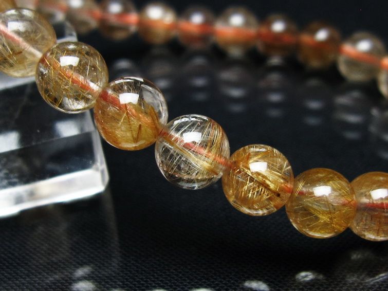 プラチナルチル ブレスレット 7mm レッド ルチルクォーツ 一点物 111-55163