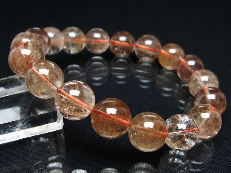 プラチナルチル ブレスレット 12mm レッド ルチルクォーツ 一点物 111-55166