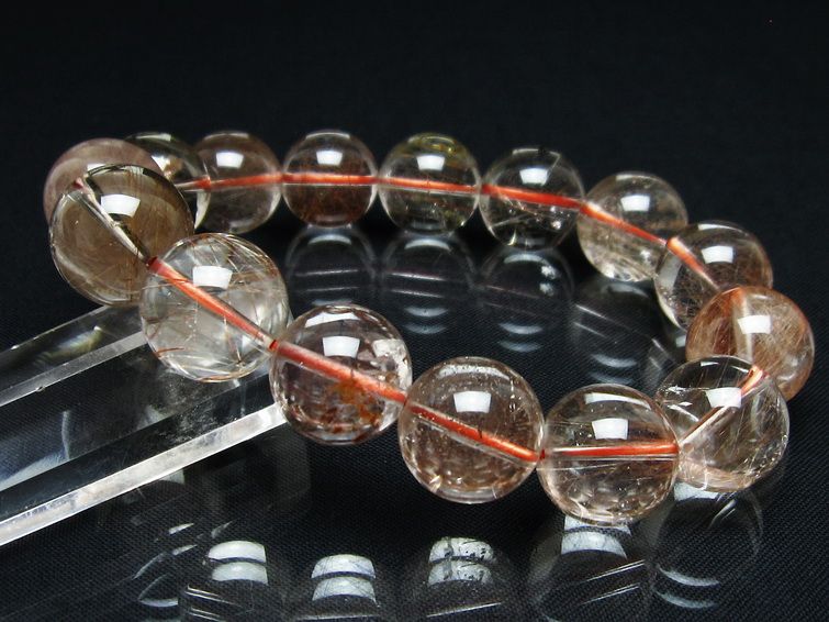 プラチナルチル ブレスレット 16mm レッド ルチルクォーツ 一点物 111-55167
