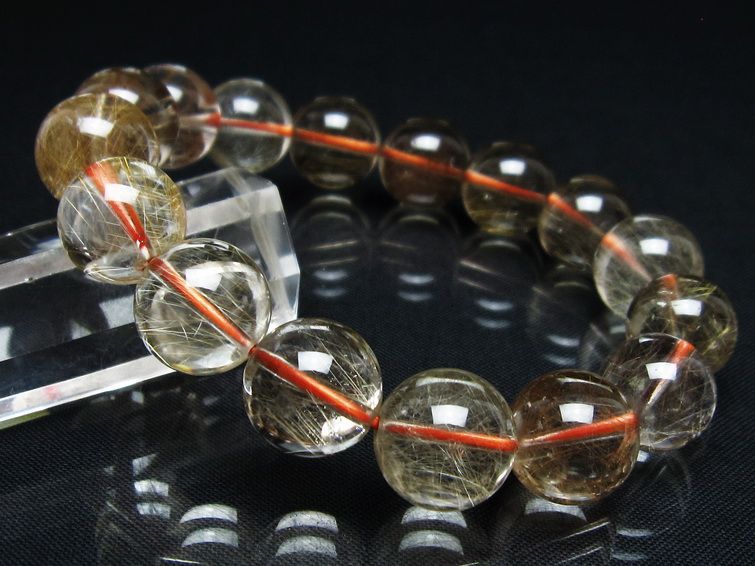 プラチナルチル ブレスレット 13mm レッド ルチルクォーツ 一点物 111-55168