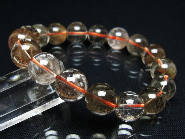 プラチナルチル ブレスレット 12mm レッド ルチルクォーツ 一点物 111-55170