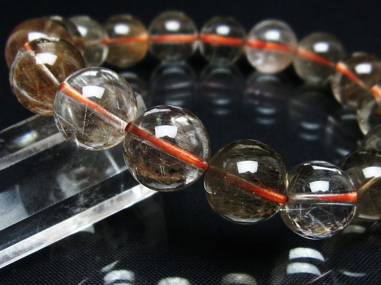 プラチナルチル ブレスレット 12mm レッド ルチルクォーツ 一点物 111-55170