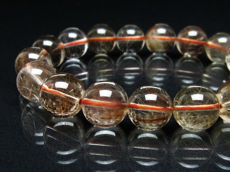 プラチナルチル ブレスレット 12mm レッド ルチルクォーツ 一点物 111-55170