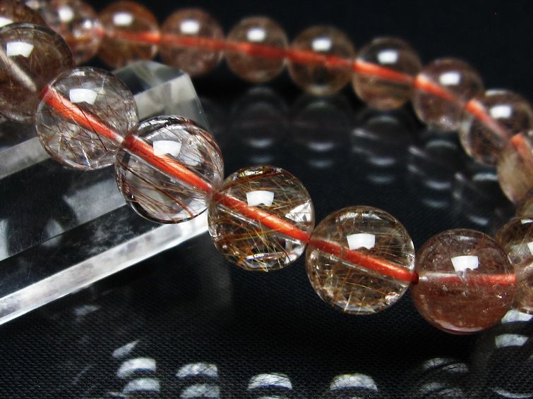 プラチナルチル ブレスレット 10mm レッド ルチルクォーツ 一点物 111-55171