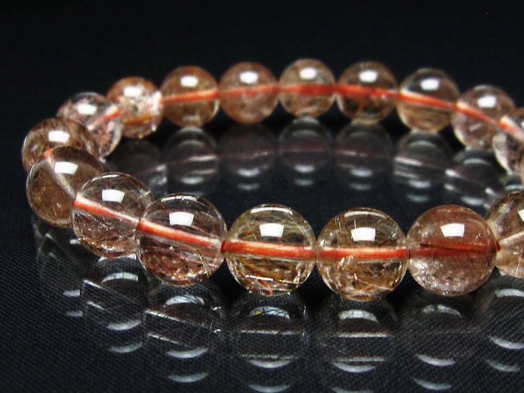 プラチナルチル ブレスレット 10mm レッド ルチルクォーツ 一点物 111-55171