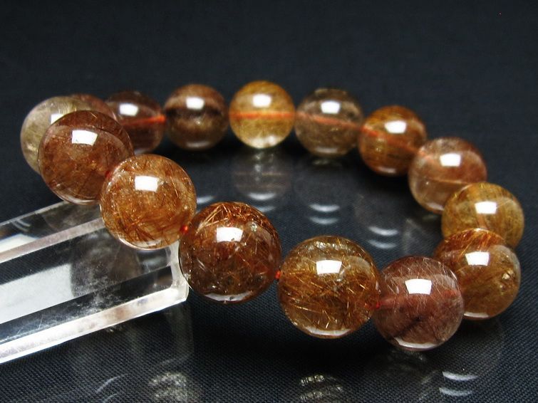 プラチナルチル ブレスレット 14mm レッド ルチルクォーツ 一点物 111-55178