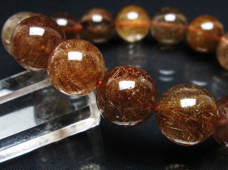 プラチナルチル ブレスレット 14mm レッド ルチルクォーツ 一点物 111-55178