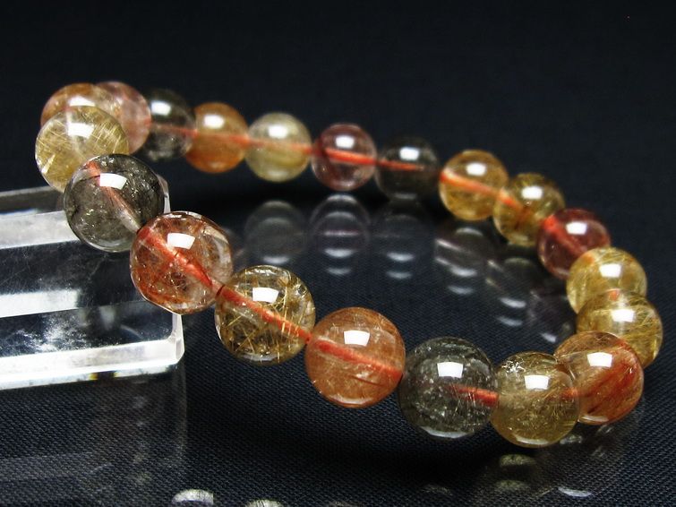 プラチナルチル ブレスレット 10mm レッド ルチルクォーツ 一点物 111-55183