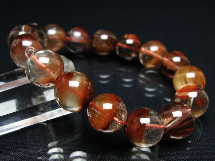 プラチナルチル ブレスレット 12mm レッド ルチルクォーツ 一点物 111-55184