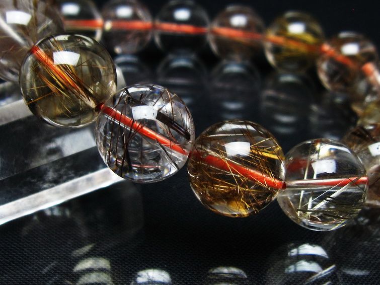 プラチナルチル ブレスレット 13mm レッド ルチルクォーツ 一点物 111-55187