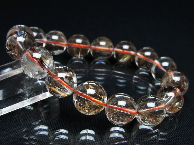 プラチナルチル ブレスレット 13mm レッド ルチルクォーツ 一点物 111-55188