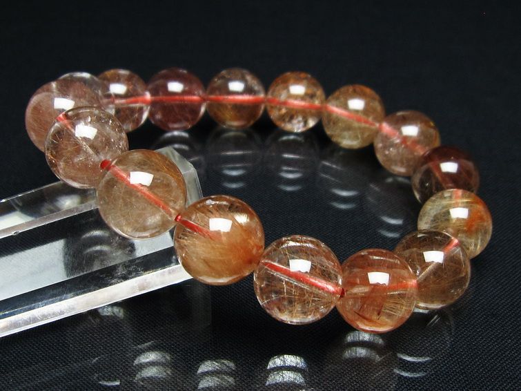 プラチナルチル ブレスレット 12mm レッド ルチルクォーツ 一点物 111-55190