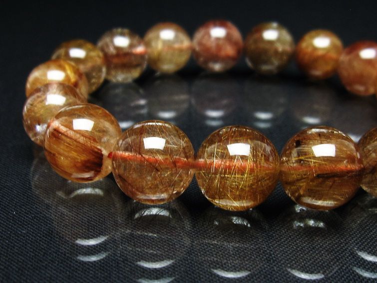 プラチナルチル ブレスレット 12mm レッド ルチルクォーツ 一点物 111-55192