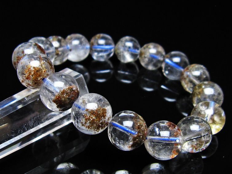 ガーデンクォーツ ブレスレット 13mm トルマリン入り メール便可 一点物 111-55671