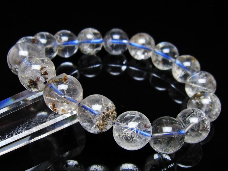 ガーデンクォーツ ブレスレット 13mm トルマリン入り メール便可 一点物 111-55672