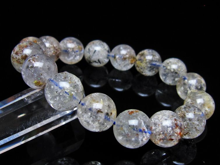 ガーデンクォーツ ブレスレット 13mm トルマリン入り メール便可 一点物 111-55679