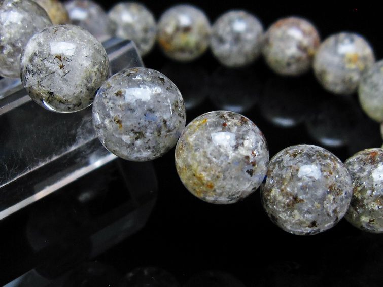 ガーデンクォーツ ブレスレット 12mm トルマリン入り メール便可 一点物 111-55701