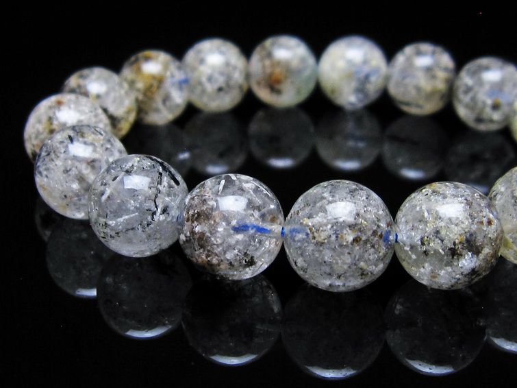 ガーデンクォーツ ブレスレット 12mm トルマリン入り メール便可 一点物 111-55708