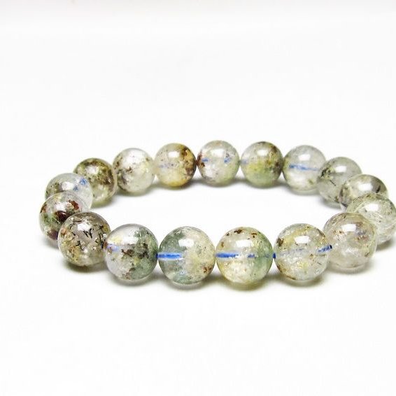 ガーデンクォーツ ブレスレット 12mm トルマリン入り メール便可 一点物 111-55709