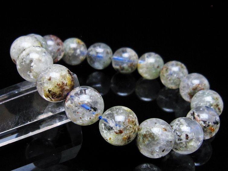 ガーデンクォーツ ブレスレット 12mm トルマリン入り メール便可 一点物 111-55709