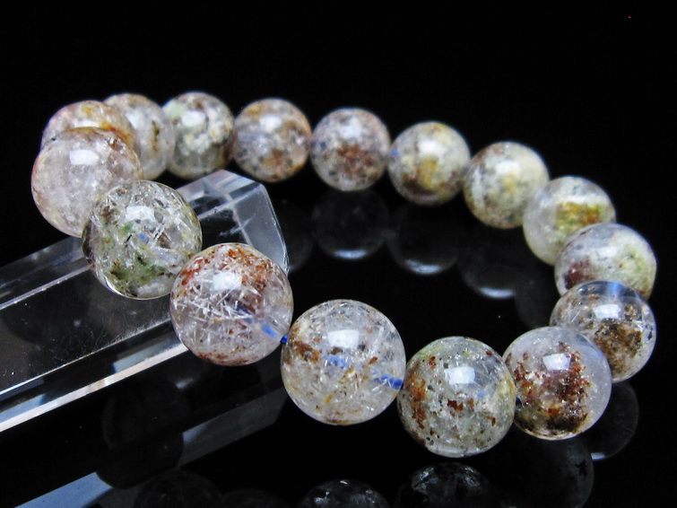ガーデンクォーツ ブレスレット 13mm トルマリン入り メール便可 一点物 111-55716