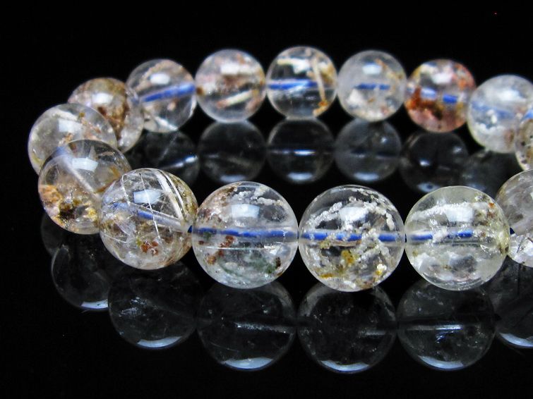 ガーデンクォーツ ブレスレット 14mm トルマリン入り メール便可 一点物 111-55729