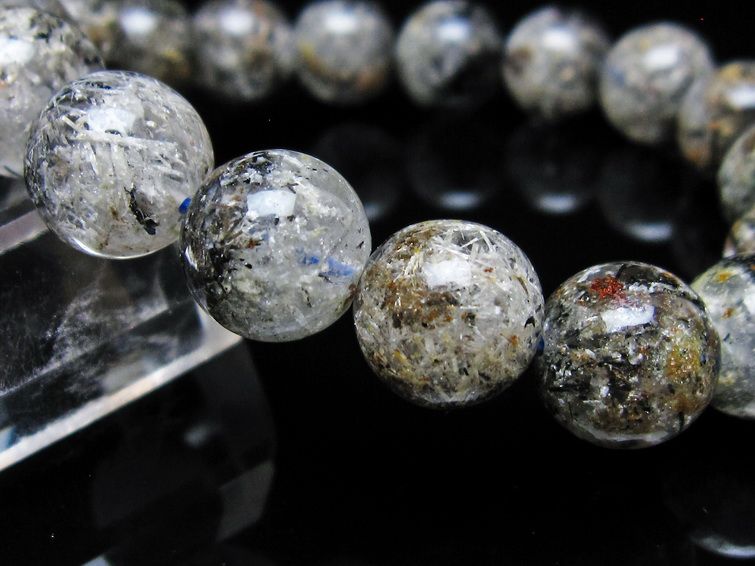 ガーデンクォーツ ブレスレット 12mm トルマリン入り メール便可 一点物 111-55732