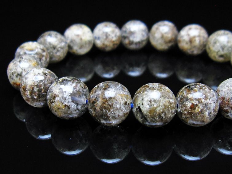 ガーデンクォーツ ブレスレット 11mm トルマリン入り メール便可 一点物 111-55739