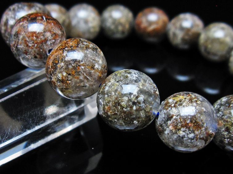 ガーデンクォーツ ブレスレット 13mm トルマリン入り メール便可 一点物 111-55742